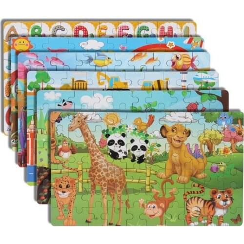 Homeschool supplies educal Jigsaw Wooden Puzzle Montessori Toys kids Learning Sticker Animals fun toys and creative gift idea
