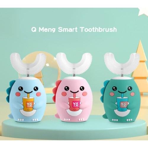 Smart 360 Degrees U Electric Toothbrush Kids Silicon Automatic Ultrasonic Teeth Tooth Brush Cartoon Pattern Children