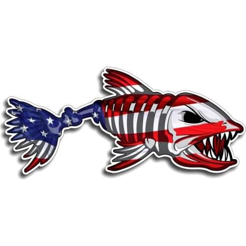 Funny USA Bone Fish Flag Car Accessories Car Stickers Bumper Window Rear Windshield Laptop Other Vehicle KK Waterproof Decal