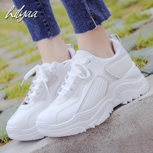 Woman Platform Sneakers High Quality PU Leather Chunky Shoes For Girls Trainers White Dad Shoes Basket Femme Women Sneakers