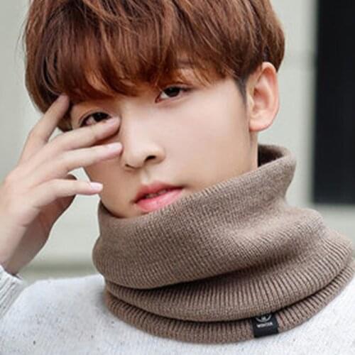 Fashion Mens Velvet Elastic Woolen Knit Scarf Snood Winter Double layer Thicken Pullover Fake collar Neck Guard Warm Scarves O8
