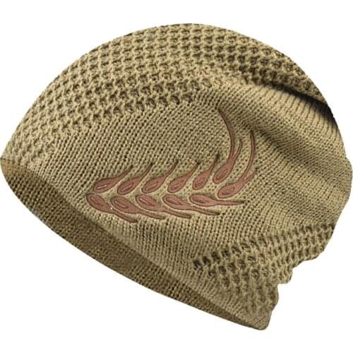 KENSHELLEY Winter Velvet Embroidered Wheat Ear Beanie Hat for Men Women Plush Woolen Warm Outdoor Hat Knitted Pullover Hat