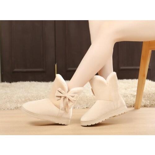 2019 Women Snow Boots Warm Winter Women Boots Cute Bowtie Warm Fashion Ladies Snow Boots Women Winter Shoes YYJ92