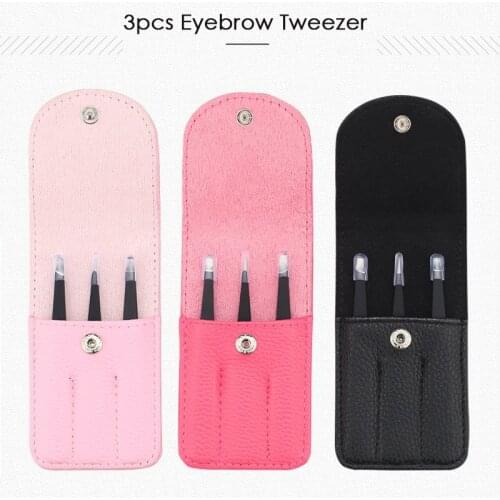 3pcs Eyebrow Tweezer Set Stainless Steel Slant Tip/Point Tip/Flat Tip Eyes Tweezers For Face Hair Removal YW33-YW35