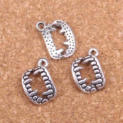 30pcs Charms vampire dracula fangs teeth halloween 17x12mm Antique Silver Plated Pendants DIY Handmade Tibetan Silver Jewelry