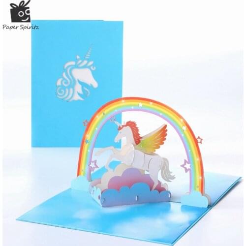3D Unicorn Pop up Birthday Greeting Gifts Cards 3D Pop Up Laser Cut Postcards Wedding Invitations Vintage Customizable for Kids