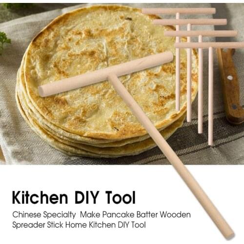 4Pcs Wooden Crepe Tools Crepe Spreaders for Making Crepes T Shape Crepe Maker Pancake Batter Wooden Spreader Stick
