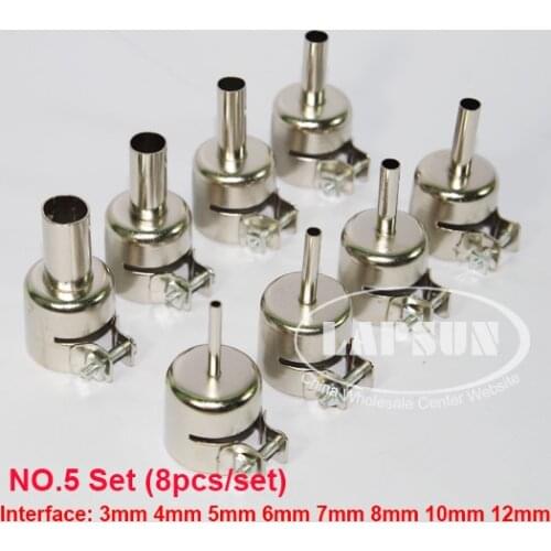 8pcs/Lot Universal Long Nozzle Soldering station Hot Air Stations Gun Nozzles for 858 858A 858D 868 878 898
