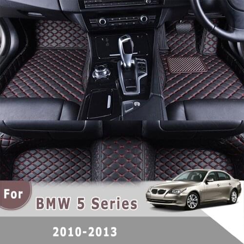 RHD Custom Car Floor Mats For BMW 5 Series 2013 2012 2011 2010 Leather Carpets Styling Foot Pad Car Accessories Interior Covers