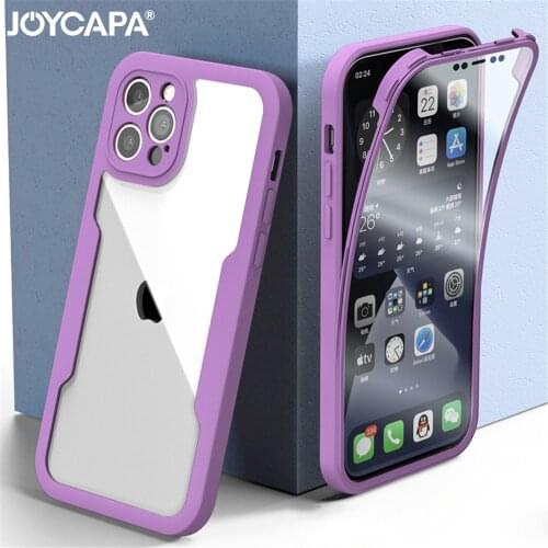 360 Full Protection Case For iPhone 13 12 11 Pro Max XR X XS 7 8 Plus SE Mini Shockproof PET Film Transparent Acrylic Back Cover