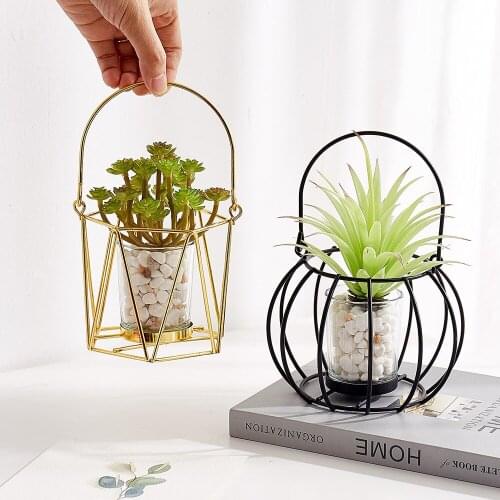 Nordic Home Decoration Wrought Iron Flower Pot Geometric Shapes Pots for Plants Living Room Bedroom Office Desktop Decor Gifts