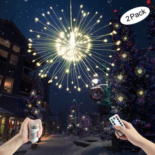 Fireworks Lights 90 LED Indoor String Lights Battery Powered Christmas Fairy Lights 8 Mode Copper Wire Lights Outdoor Garden