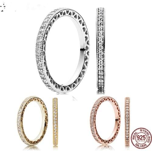 2021 100% 925 Sterling Silver Hollow Hearts Ring Exquisite Stackable Classic Forever Love Rings For Women Anniversary Jewelry