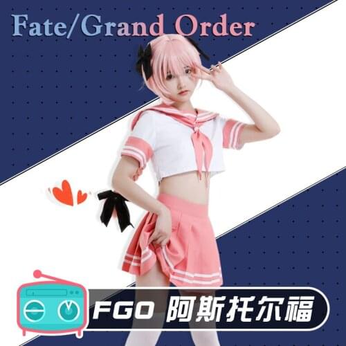 The FGO Astolfo Cosplay costume pink sailor uniform JK costume anime suit