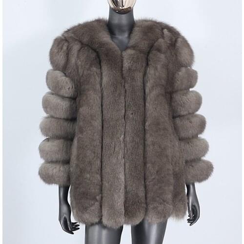 CXFS 2021 Long Winter Jacket Women Real Fur Coat Natural Big Fluffy Fox Fur Outerwear Streetwear Thick Streetwear Fashion Brand