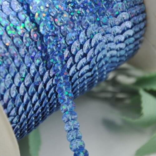 10Y Blue Color Sequin Ribbon Spangle Lace Sewing Decoration Wedding Embroidery Trim Diy S12