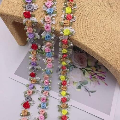 Small Colorful polyester Embroidery Flowers Lace Trim Dress Decor Sewing Craft for DIY