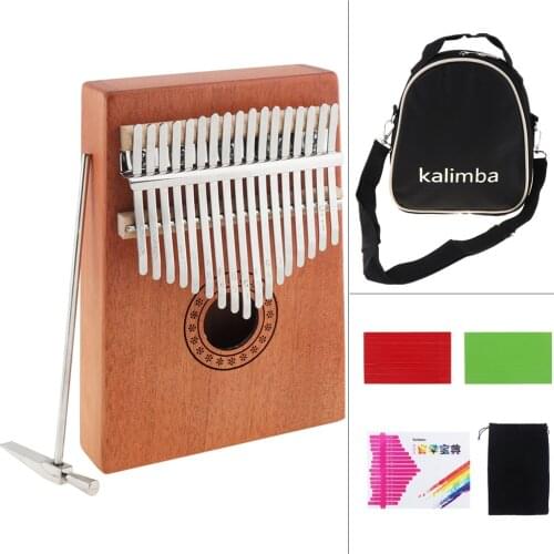 17 Key Kalimba Thumb Finger Piano Single Board Mahogany Thumb Piano Mbira Mini Keyboard Instrument with Complete Accessories