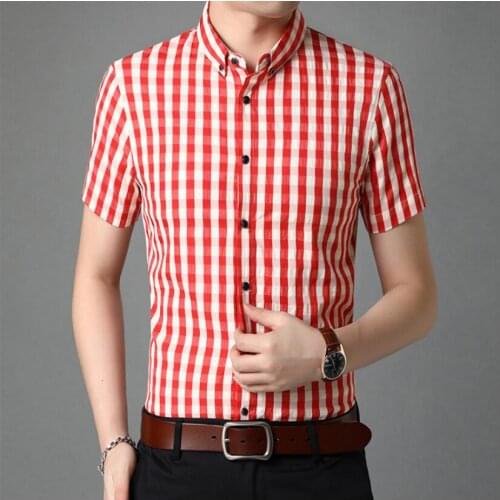 2021 Summer New Mens Cotton Short Sleeve Shirt Button Casual Shirt