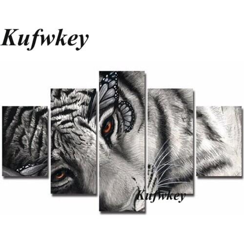 5PCS/set tiger diy Diamond Embroidery Picture of Rhinestones Triptych Almaznaya Mosaic kit Cross Stitch Diamond Painting animal