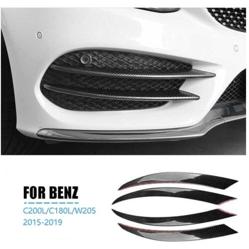 Front Bumper Lip Splitter Spoiler Fog Lights Trim Sticker for Mercedes Benz C Class W205 C180 C200L/C180L