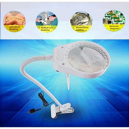 Clip-on Desk Magnifying Glass 3X 10X 500MM Magnifier with Light Lamp, Led Clip On Magnifier, Magnifying Glass with Light
