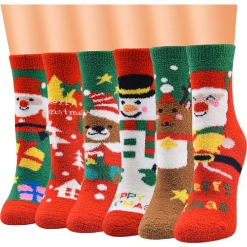 2020 New Stocking Series Christmas Stockings for Women Christmas Socks Coral Velvet Santa Claus Stockings
