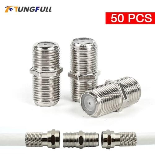 Tungfull New & Practical 50 Pcs F Type UHF Adapter Connector Female F/F Jack RG6 Coaxial Cable Connector Terminals For TV Video