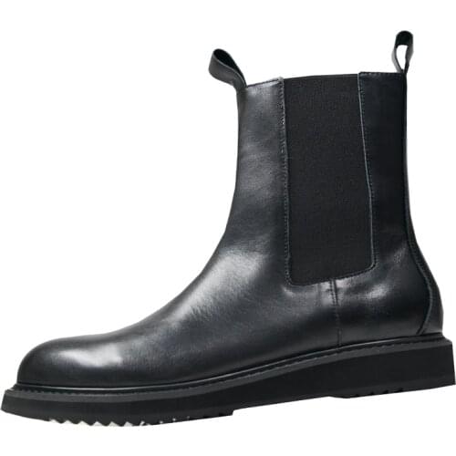 Owen Seak Men Chelsea Boots Genuine Leather High-TOP Ankle Luxury Trainers Casual High Street Flats Autumn Winter Shoes