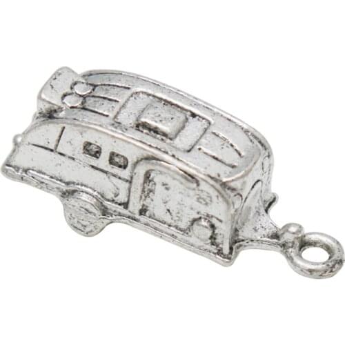 RAINXTAR Fashion Antique Silver Color 3D Alloy Camping Car Charms Outdoor Trailer House Charms For Campers 10*27mm 10pcs AAC1808