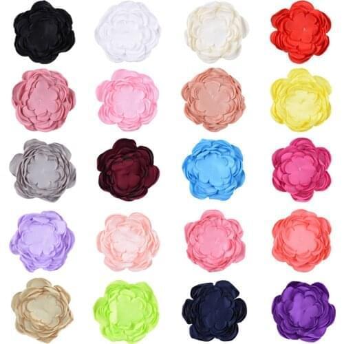 Cute 30pcs/lot 4" Artificial Multi Layer Fabric Flowers Burning Flowers for Diy Kids Baby Girls Headband Headwear Hair Accessory
