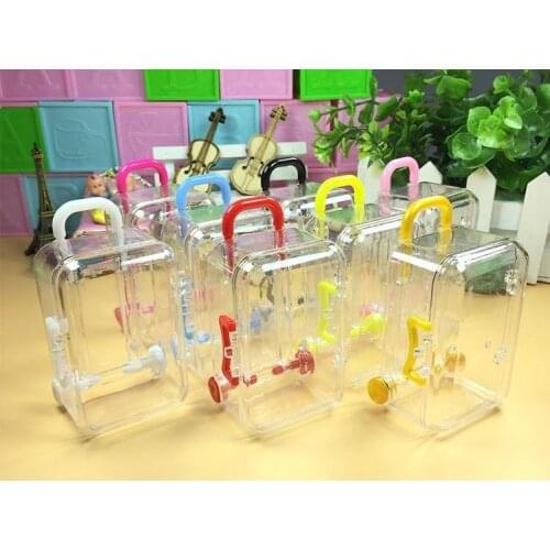 Transparent Travel Luggage Design Plastic Candy Box Mini Suitcase Box Wedding Baby Shower Chocolate Boxes Christmas Gifts SN2159