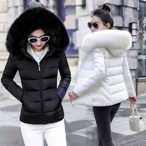 Plus size 6XL Womens jacket Big Fur Ladies Short Outerwear New 2021 Hooded Parkas Female Coat Warm Autumn Winter Womens Jackets