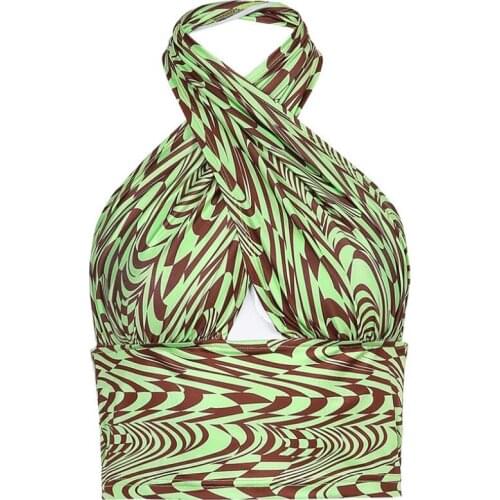 Sexy womens water ripple halterneck slim tank top