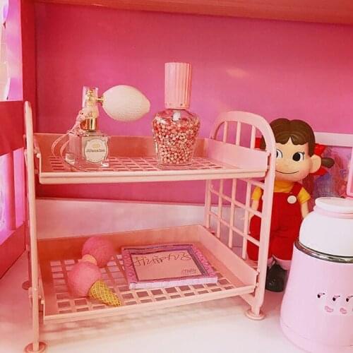 Cosmetic Storage Rack Organizer Shelf Student Office Bathroom Kitchen Rack Dormitory Desktop Cute Storage Box Organizer Ins