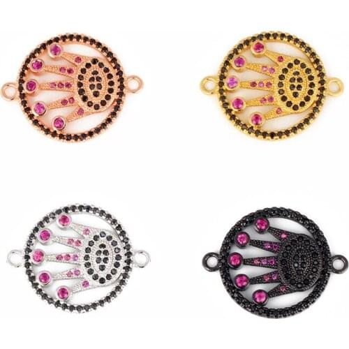 Rhinestone Connectors Findings Round Evil Eye/Crown Faceted Charms Fashion DIY Bracelet Jewelry Making&Finding