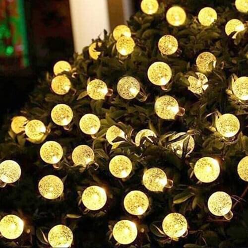 New 10/20LEDS Crystal ball 2.5M/5M Solar Lamp Power LED String Outdoor Garland Street Bulb Home Garlands Garden Christmas Decor