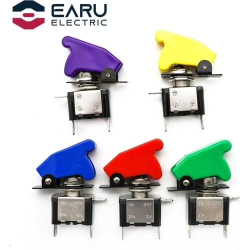 12V 20A Auto Car Boat Truck Illuminated Led Toggle Switch With Non Transparent Safety Aircraft Flip Up Cover Guard Blue Green