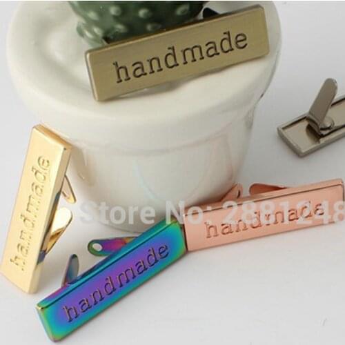 10-30-100pcs 6 colors handmade labels metal thick purse label tags sew DIY Women Garment Bag Shoes Tags Accessories Supplies