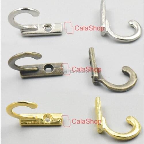 20 Pcs / Lot 22mm x 8mm 1 Hole Zinc Alloy Hooks Hangers For Jewelry Chest Box Door Wardrobe Clothes Hat Towel