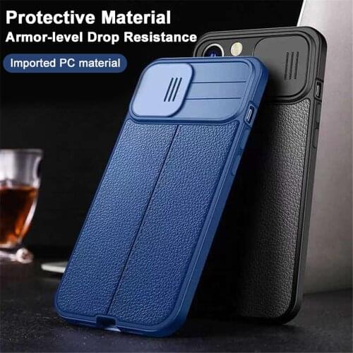 Camera Lens Protection Leather Case on For iPhone 11 12 Pro Max XSmax XR X XS 8 7 Plus 12Mini SE 2020 Lens push and Pull Cover