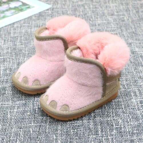 Winter girl snow boots kids baby plush velvet shoes soft bottom boys toddler shoes children cotton boots warm baby shoes fashion
