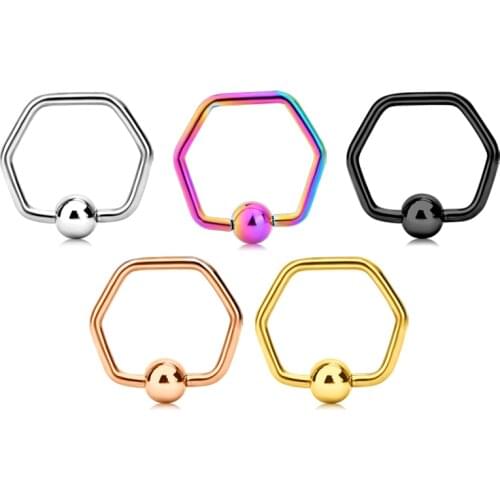 16G 1PC Captive Bead Nose Rings Hoops 10mm Surgical Steel Balls Flower Septum Lip Tragus Ear Piercing Jewellery