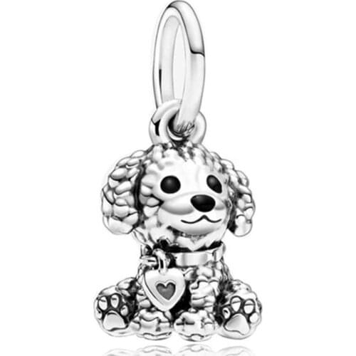 1Pcs New Cute Dog Pendant DIY Beads Suitable for Original Pandora Charm Bracelet Ladies Jewelry Making Gifts