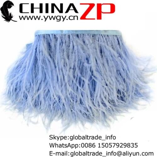 Manufacturer in CHINAZP Factory 10yards/lot Selected Prime Quality Dyed Light Blue Ostrich Feathers Trimming Fringe