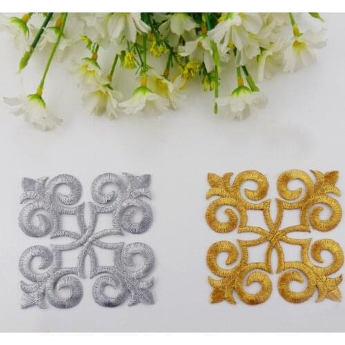 100pcs Iron On Appliques Gold Silver Embroidered Patches Party Decoration Vintage Metallic Cosplay Costumes Diy Appliques
