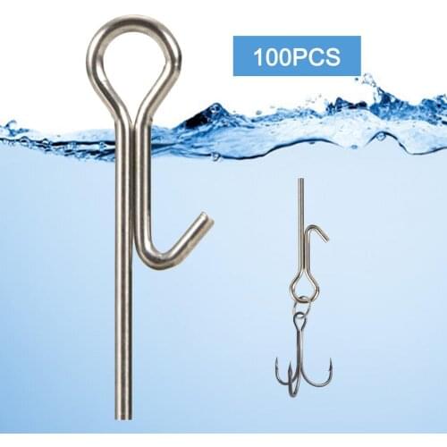 100pcs Fishing Hook Stainless Steel Hook Fixing Connector Needle Rigs Centering Pin Soft Fishing Baits Lure Fixed Latch Tackle