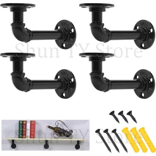 2/4Pcs 90 degree Double Flange 2.5cm Industrial Iron Pipe Shelf Brackets Rustic Pipe Brackets Wall Mounted Vintage Furniture
