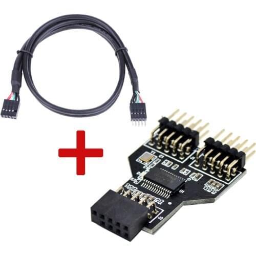 Motherboard USB 9Pin Interface Header Splitter 1 to 2 Extension Cable Adapter 9-Pin USB HUB USB 2.0 Connectors for RGB Bluetooth