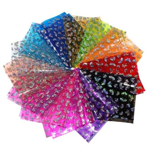 David accessories 20*33cm Laser Transparent Butterfly Faux Synthetic Leather Fabric DIY Bow Bag Decoration Material,c13280